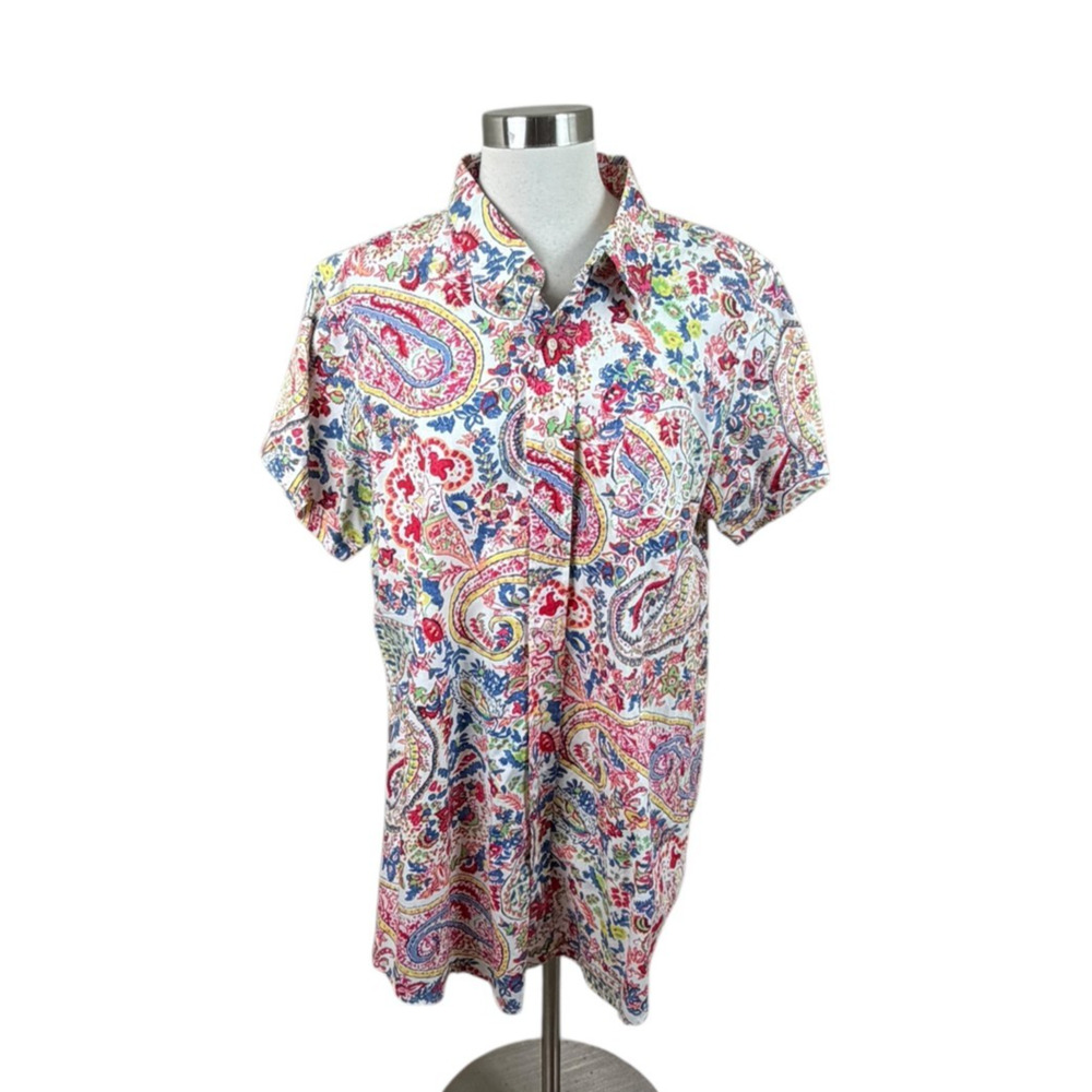 Lauren Ralph Lauren Floral Paisley Button Up Embroidered Nightshirt L Preppy
